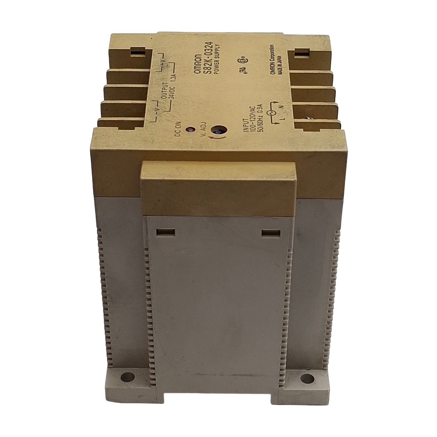Used Omron S82K-0324 Power Supply, 100-120VAC In, 1.3A 24VDC Out, DIN Rail