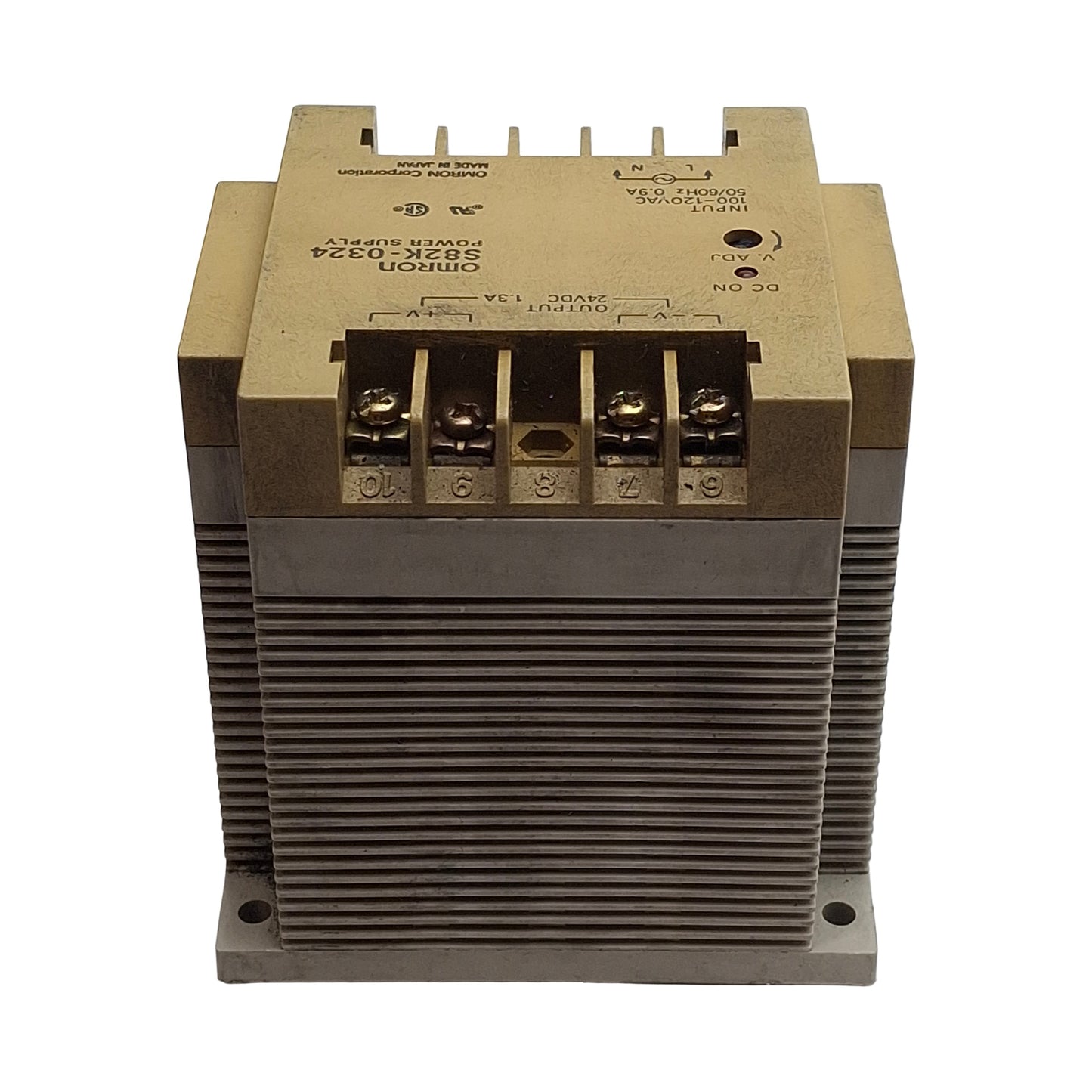 Used Omron S82K-0324 Power Supply, 100-120VAC In, 1.3A 24VDC Out, DIN Rail