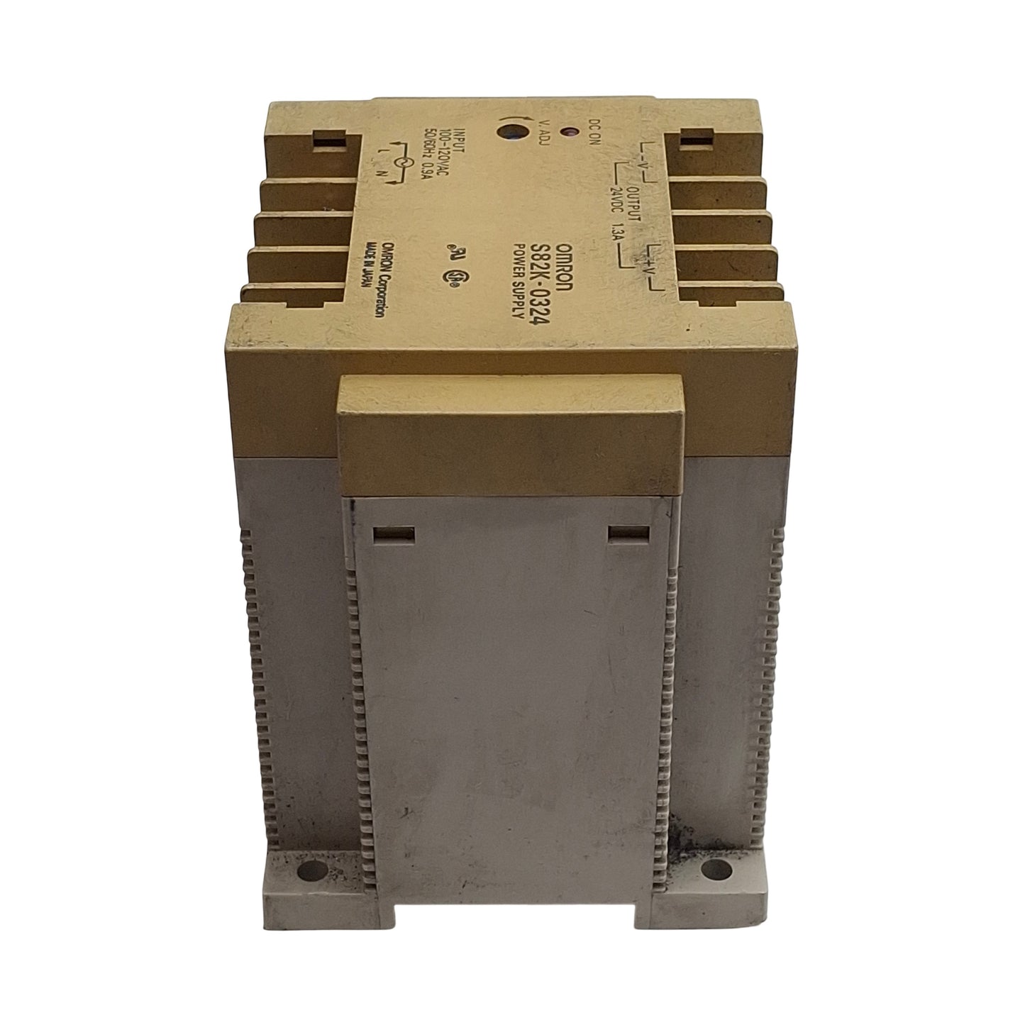 Used Omron S82K-0324 Power Supply, 100-120VAC In, 1.3A 24VDC Out, DIN Rail