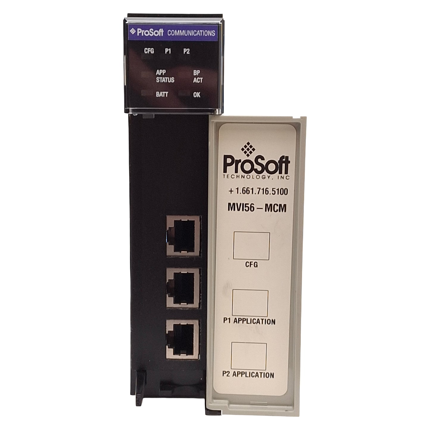 Used ProSoft MVI56-MCM Modbus Communications Module, RJ45, RS232/422/485, FW 1.03