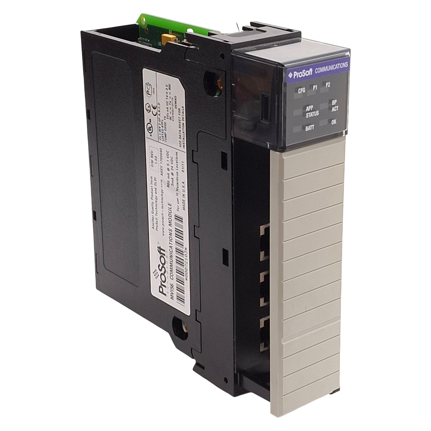 Used ProSoft MVI56-MCM Modbus Communications Module, RJ45, RS232/422/485, FW 1.03