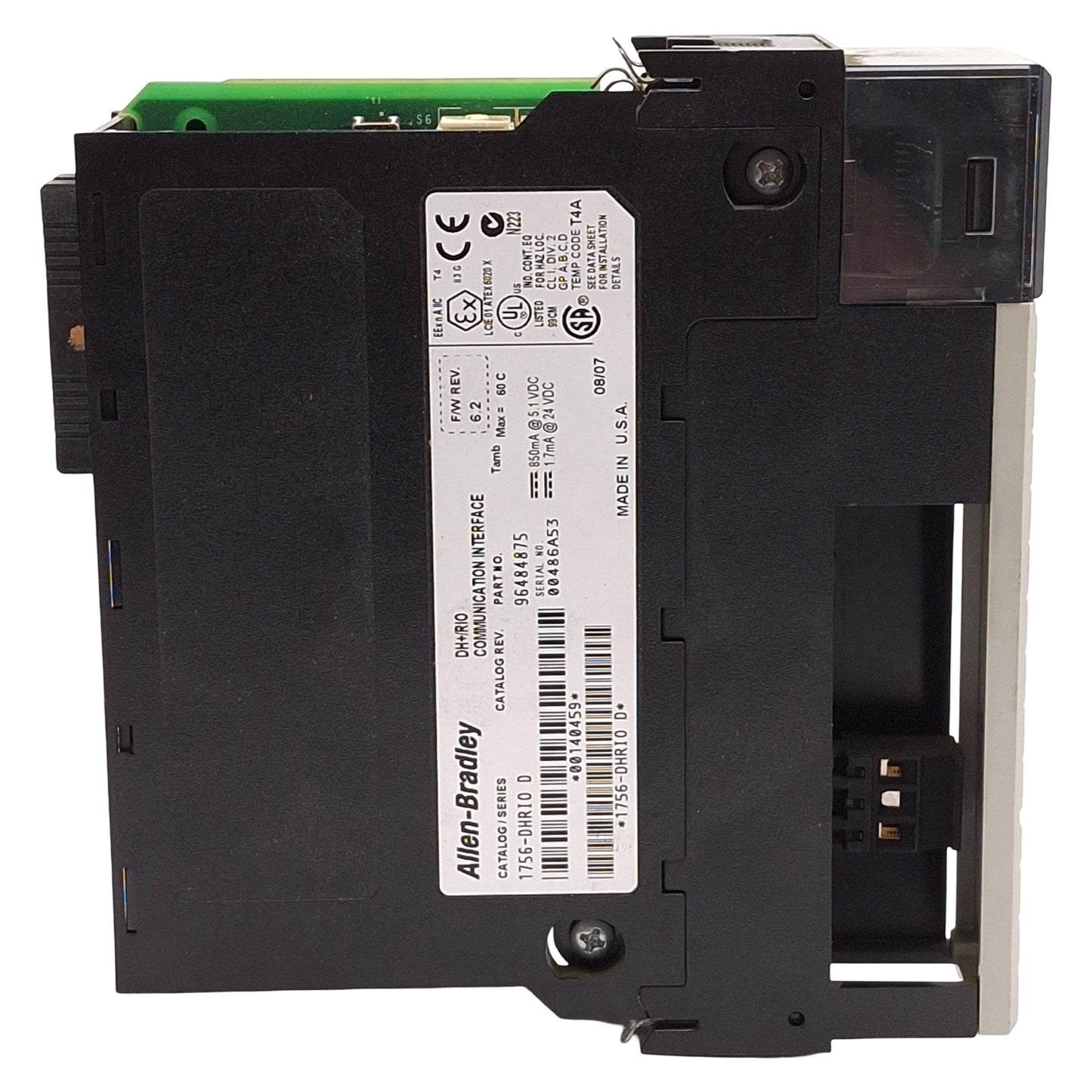 Used Allen Bradley 1756-DHRIO Ser D ControlLogix Communication Interface, FW Rev 6.2