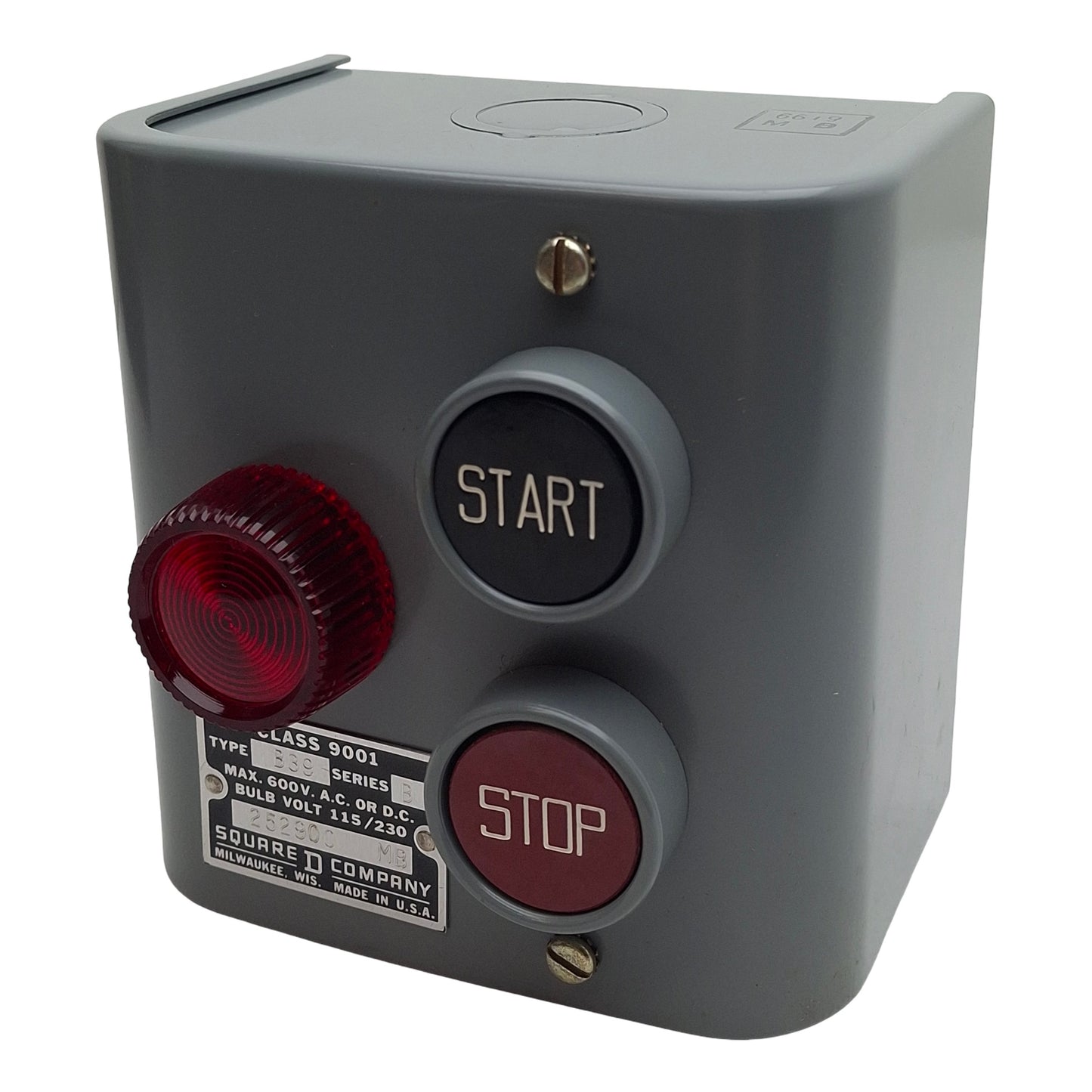 New Square D 9001B39 Steel Start-Stop Pushbutton Station, 600VAC/VDC Max, NEMA 1