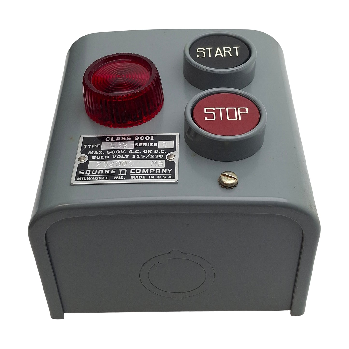 New Square D 9001B39 Steel Start-Stop Pushbutton Station, 600VAC/VDC Max, NEMA 1