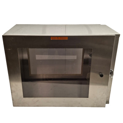 Used Clean Air Products Pass Through Cabinet, Plastic Window, 30x24x16in *Holes*
