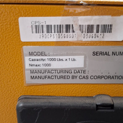 Used CAS CPS-1C Pallet Scale, 1000lbs x 1lb, 705mm W x 1200mm L Forks, w/ Charger