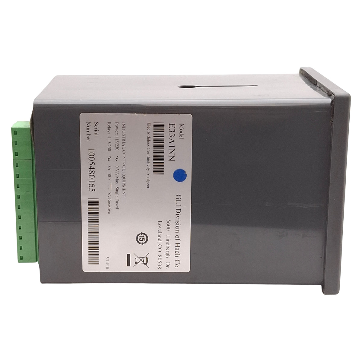 Used GLI E33A1NN Electrodeless Conductivity Analyzer, 115/230VAC, 0/4-20mA, 1/4 DIN