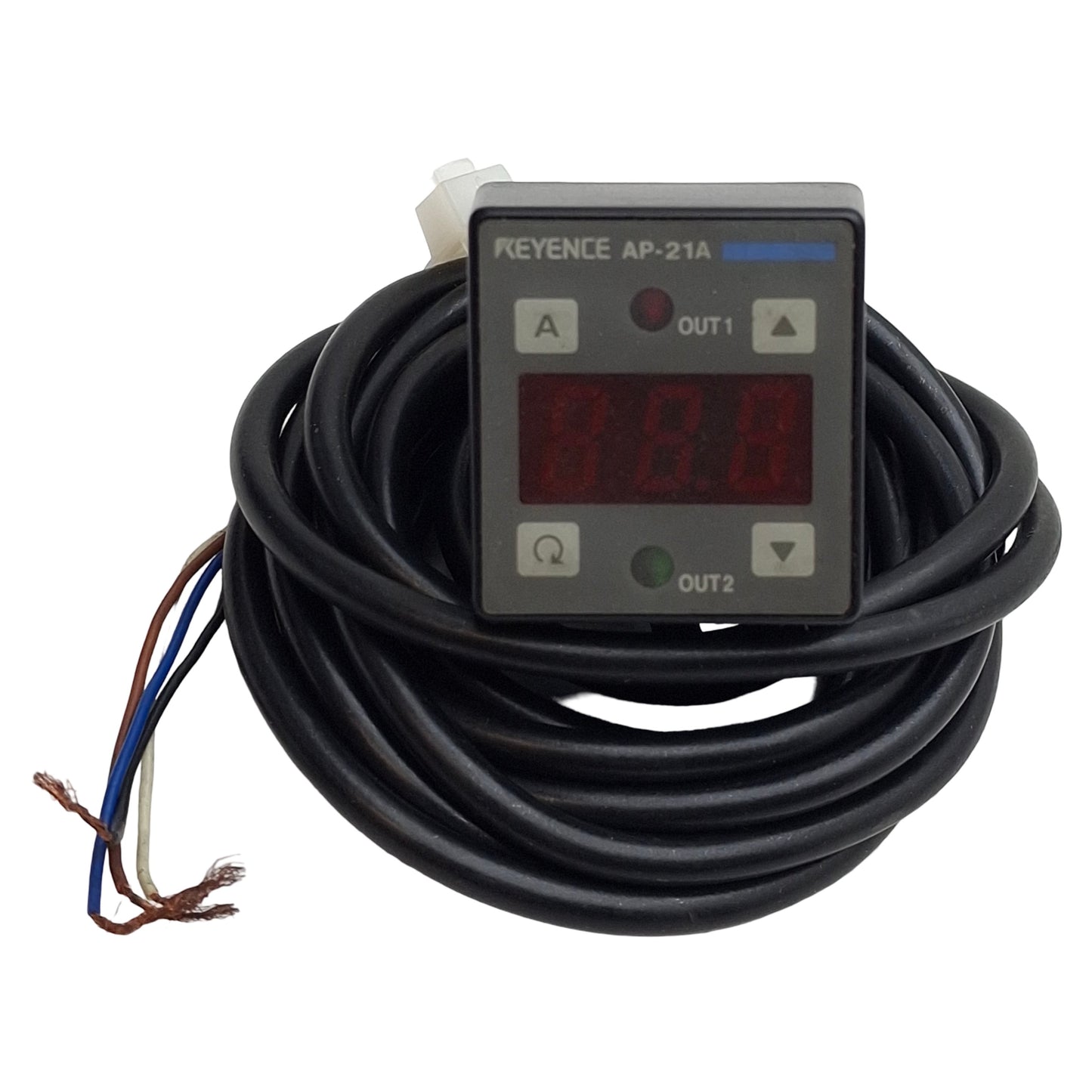 Used Keyence AP-21A Digital Pressure Sensor, NPN, 12-24VDC, 0~-14.5psi Range, Rc1/8