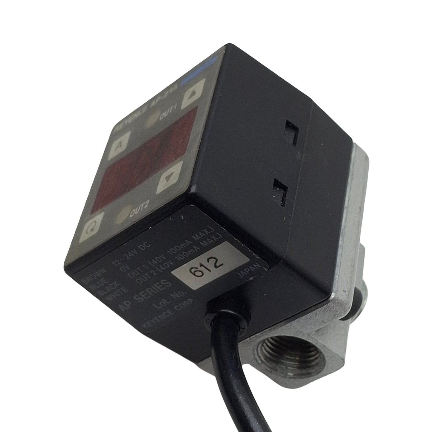 Used Keyence AP-21A Digital Pressure Sensor, NPN, 12-24VDC, 0~-14.5psi Range, Rc1/8
