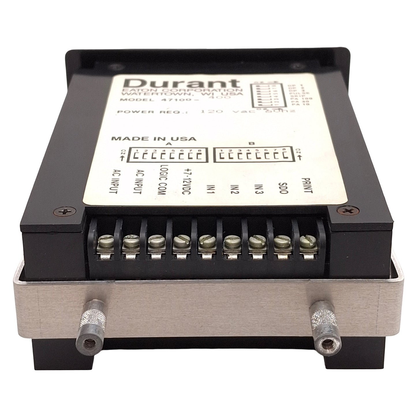 Used Eaton Durant 47100-400 Timer/Counter Rate Meter, +7-12VDC Logic, 1/8 DIN, 120VAC