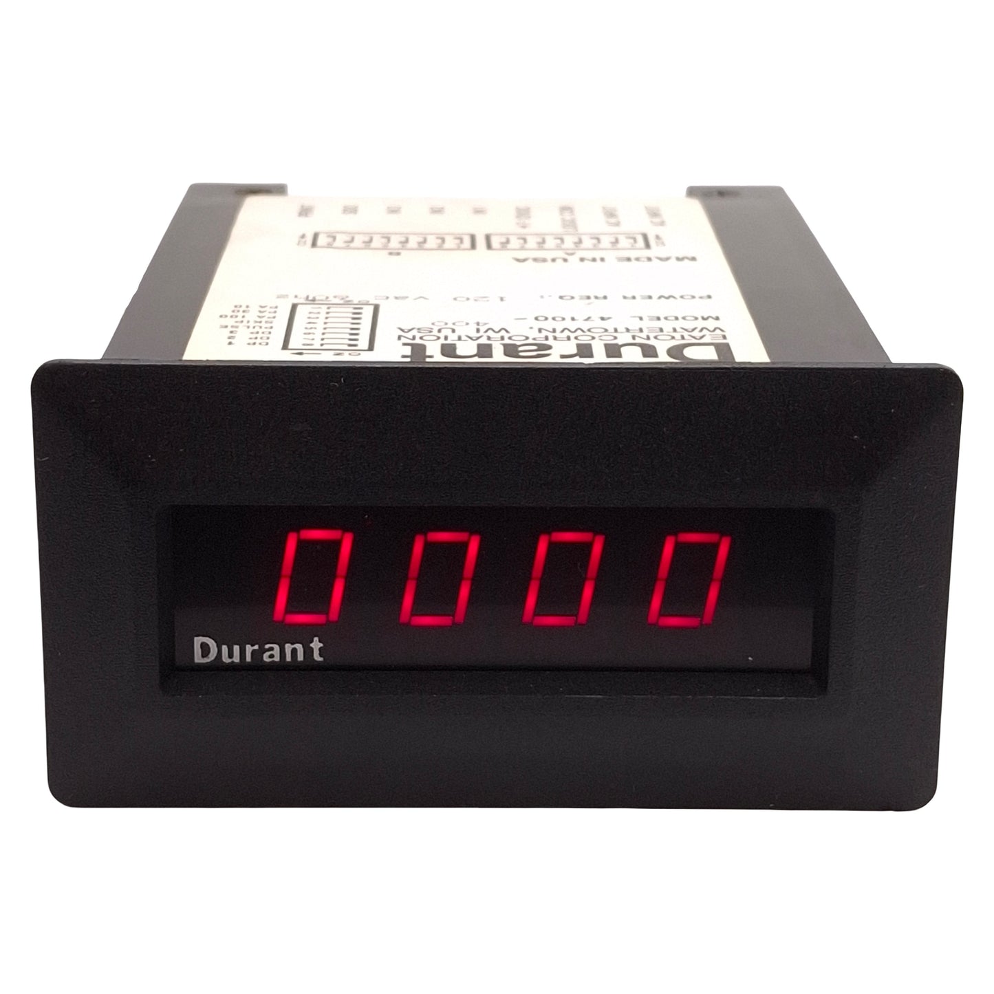 Used Eaton Durant 47100-400 Timer/Counter Rate Meter, +7-12VDC Logic, 1/8 DIN, 120VAC