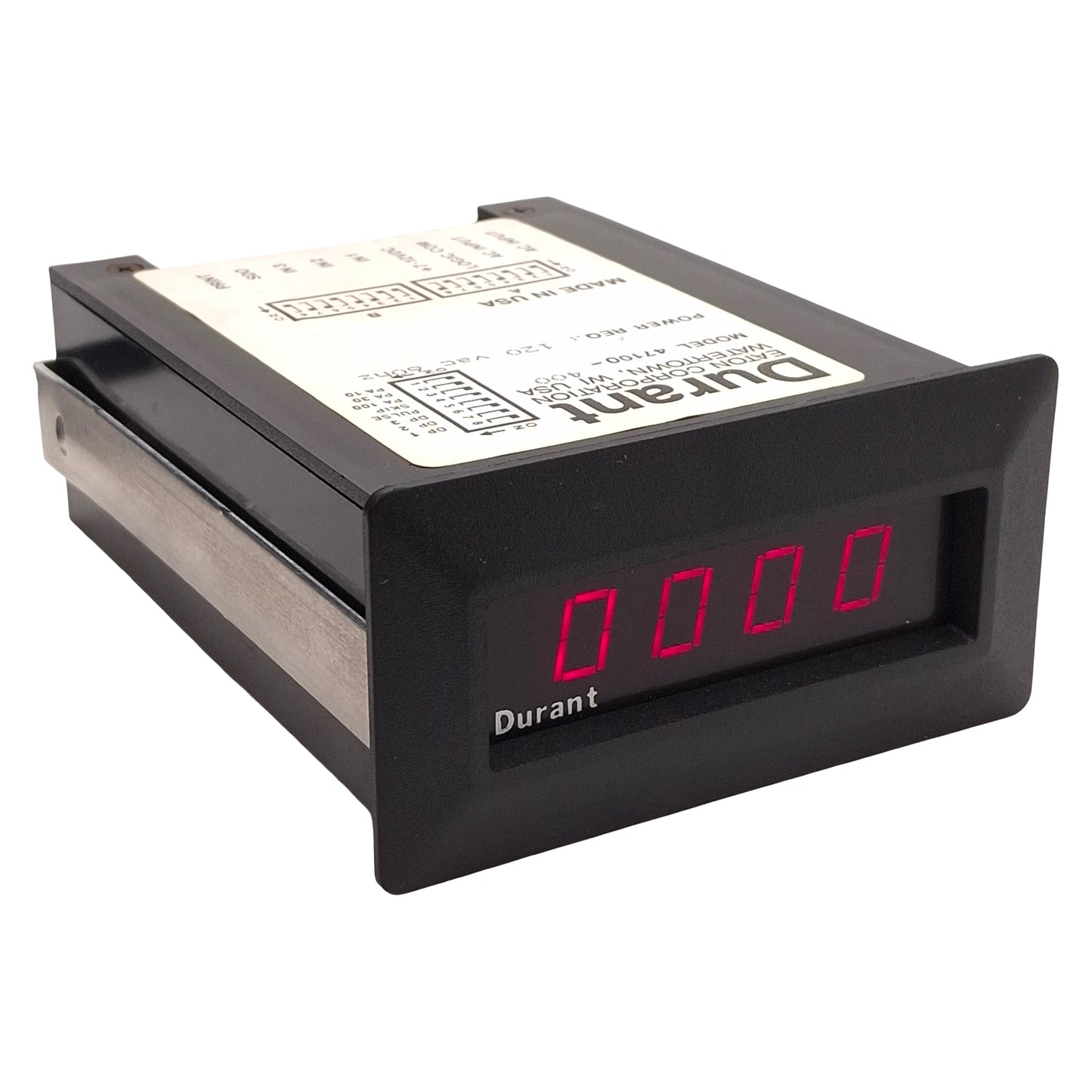 Used Eaton Durant 47100-400 Timer/Counter Rate Meter, +7-12VDC Logic, 1/8 DIN, 120VAC