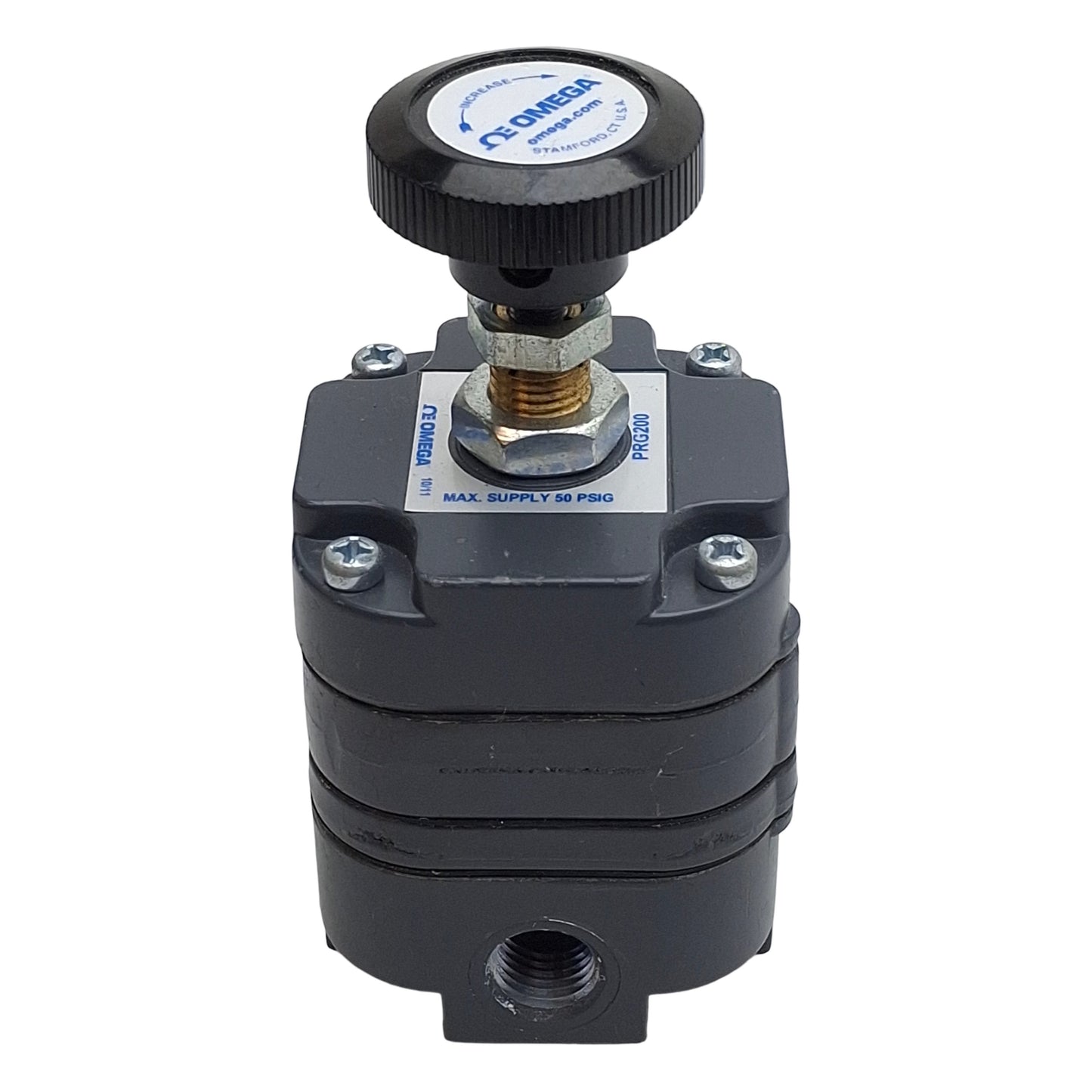 Used Omega PRG200-25 Pressure Regulator, 1/4in NPT, 0.5-25psig Range, 50psig Max