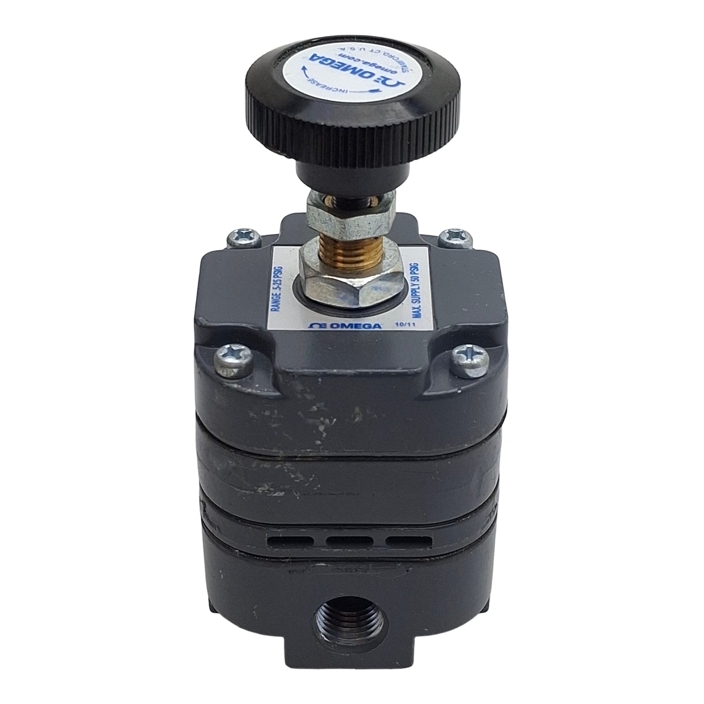 Used Omega PRG200-25 Pressure Regulator, 1/4in NPT, 0.5-25psig Range, 50psig Max
