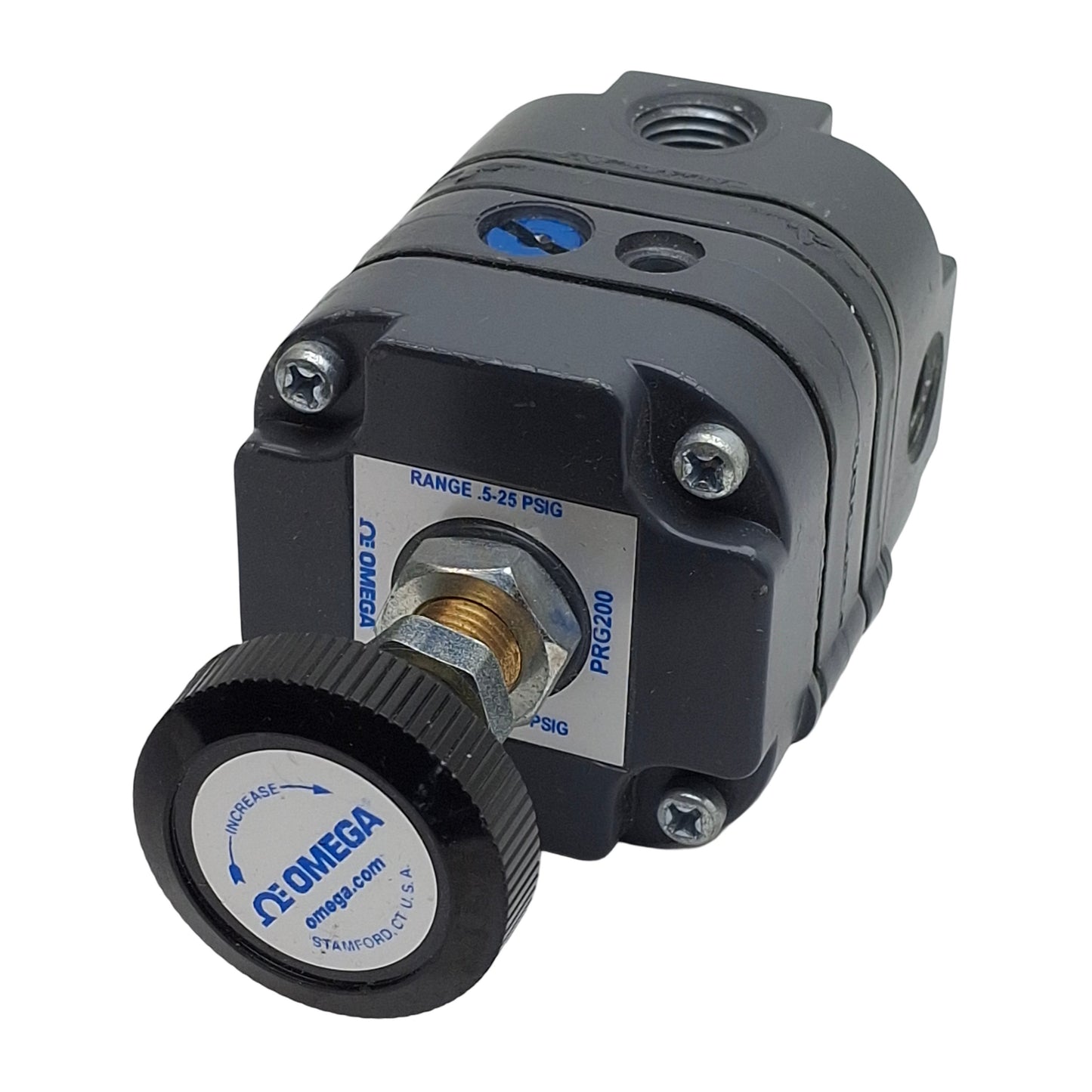 Used Omega PRG200-25 Pressure Regulator, 1/4in NPT, 0.5-25psig Range, 50psig Max