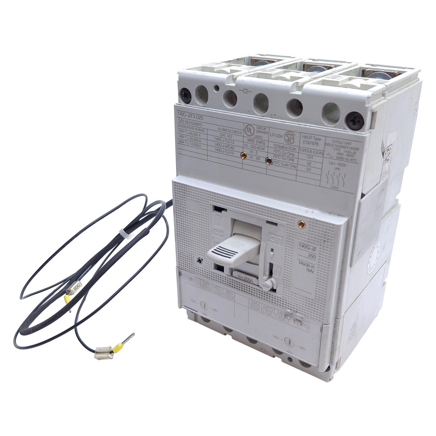 Used Allen Bradley 140G-J2F3-D20 Molded Case Circuit Breaker 3-Pole, 690VAC, 250A