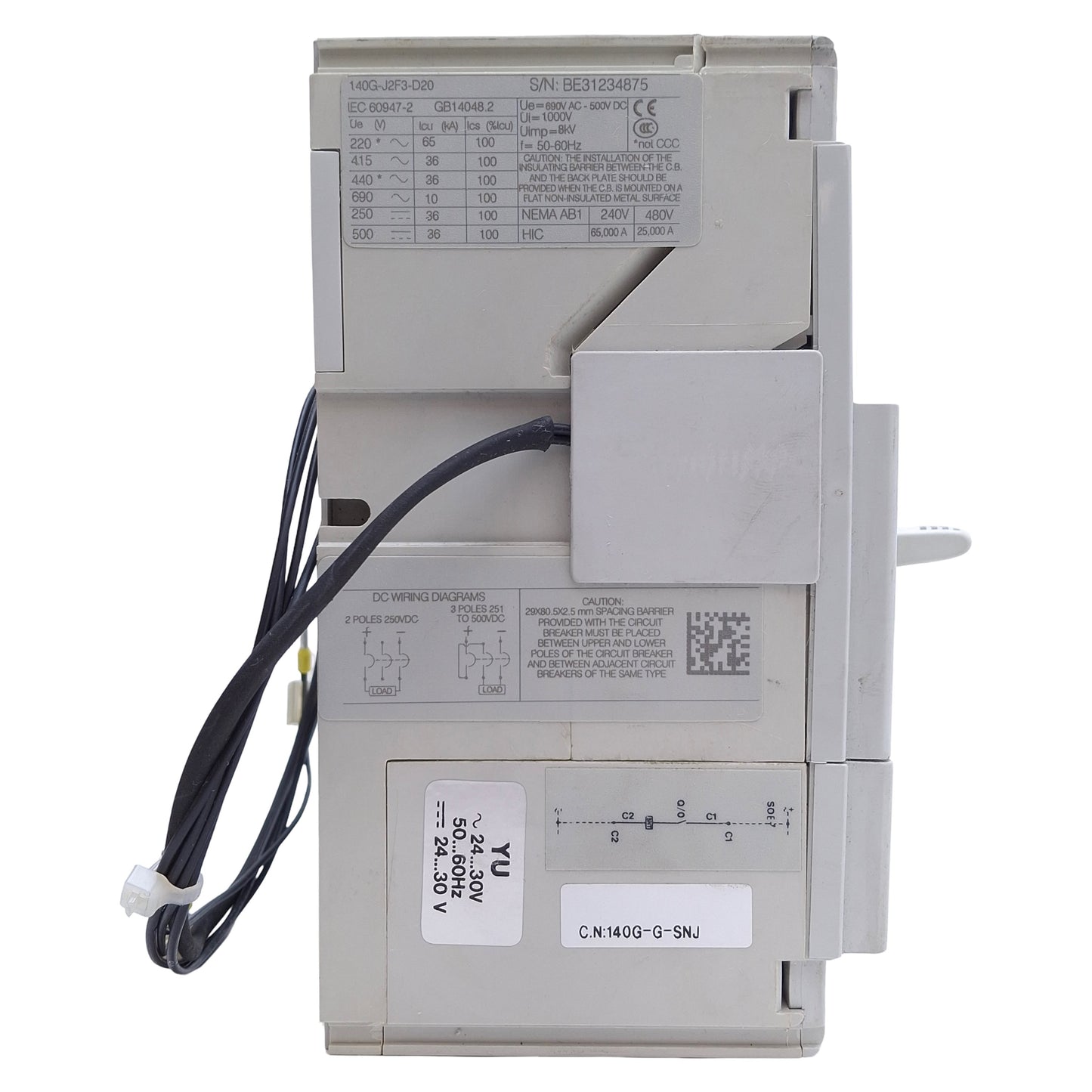 Used Allen Bradley 140G-J2F3-D20 Molded Case Circuit Breaker 3-Pole, 690VAC, 250A