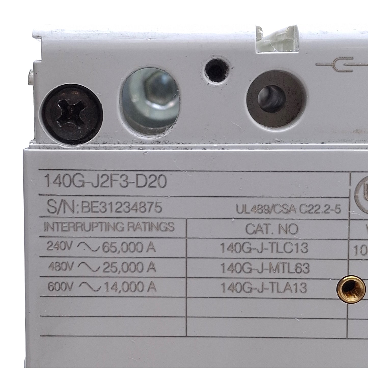 Used Allen Bradley 140G-J2F3-D20 Molded Case Circuit Breaker 3-Pole, 690VAC, 250A