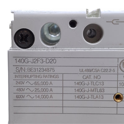 Used Allen Bradley 140G-J2F3-D20 Molded Case Circuit Breaker 3-Pole, 690VAC, 250A