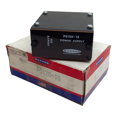 New Banner PS120-15 Power Supply, 105-130VAC In, 1A 15VDC Out, 8-Pin Octal