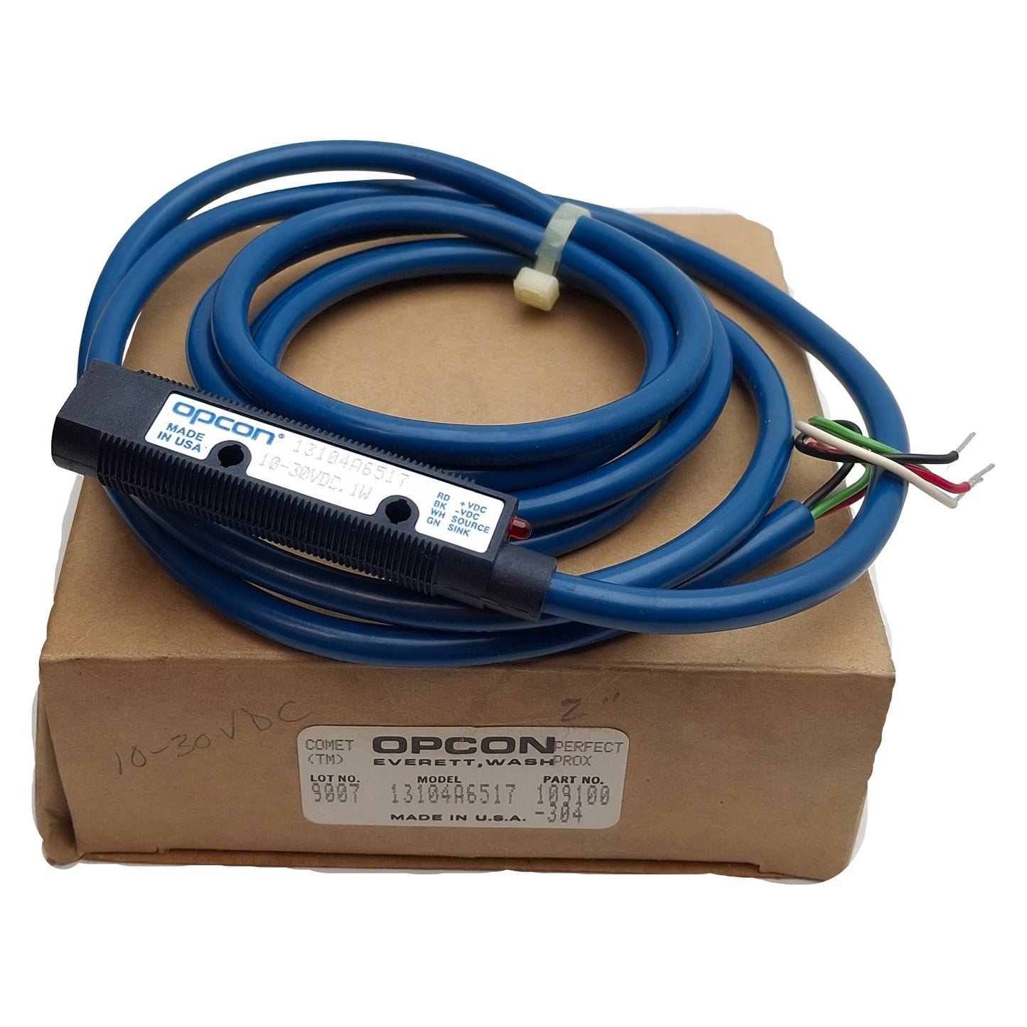 New Opcon Eaton 13104A6517 Photoelectric Sensor, NPN/PNP, 50mm Range, 10-30VDC, M18