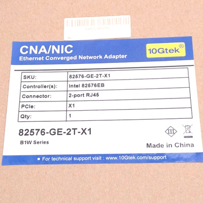 New 10Gtek 82576-GE-2T-X1 Dual Port Network Adapter Card, RJ45, 10/100/1000Mbps