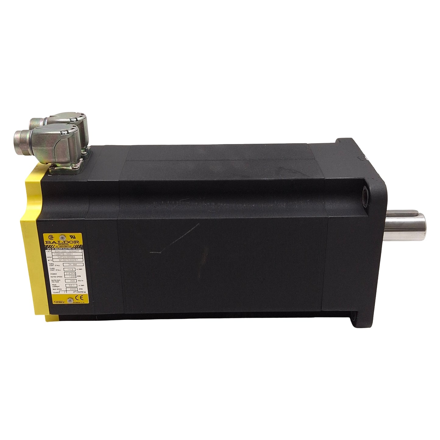 Used Baldor BSM100N-3250AFP Servo Motor, 2.63kW, 300VDC Bus, ø28mm Shaft, 1200rpm