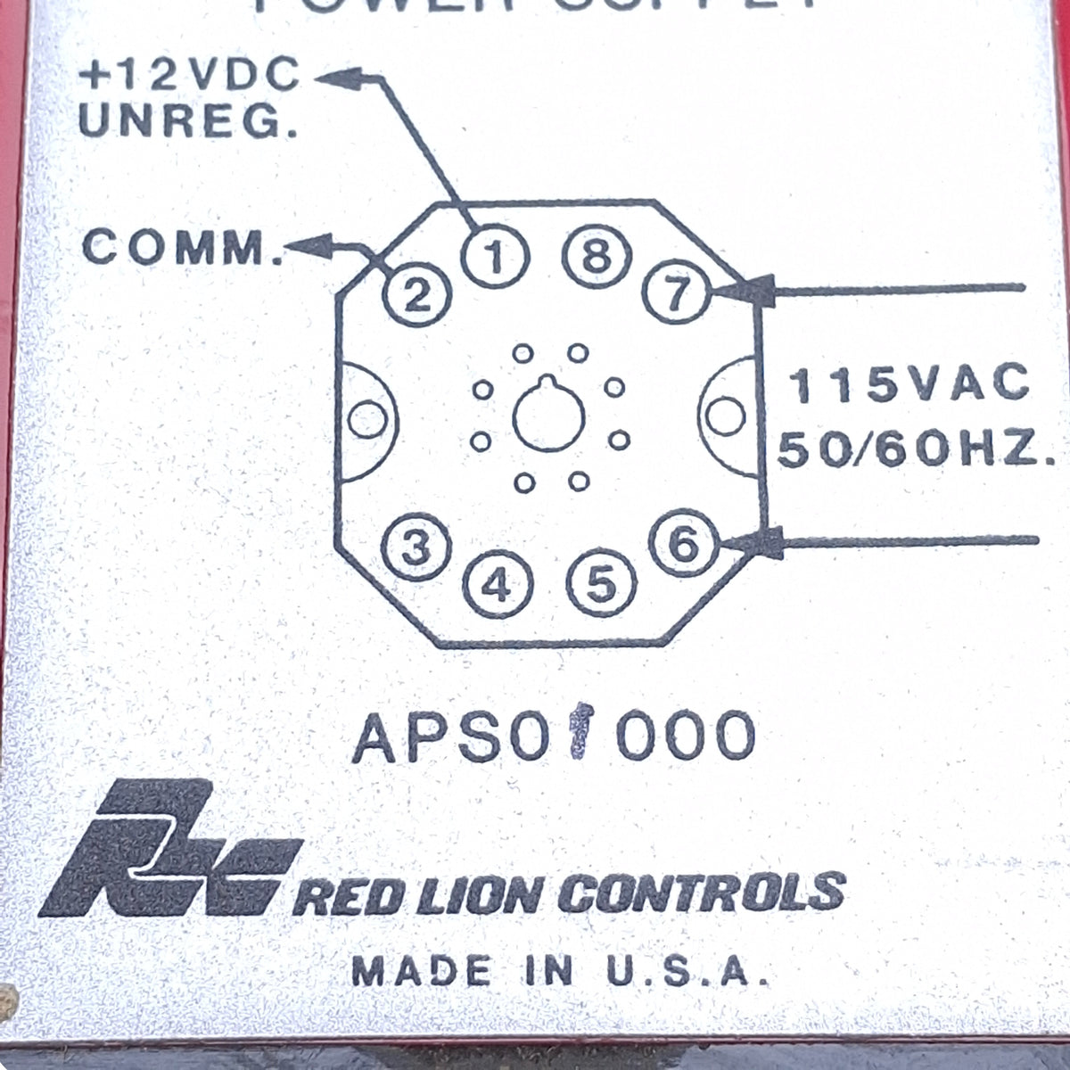 Used Red Lion Controls APS01000 Accessory Power Supply 115VAC Input, 12VDC Output