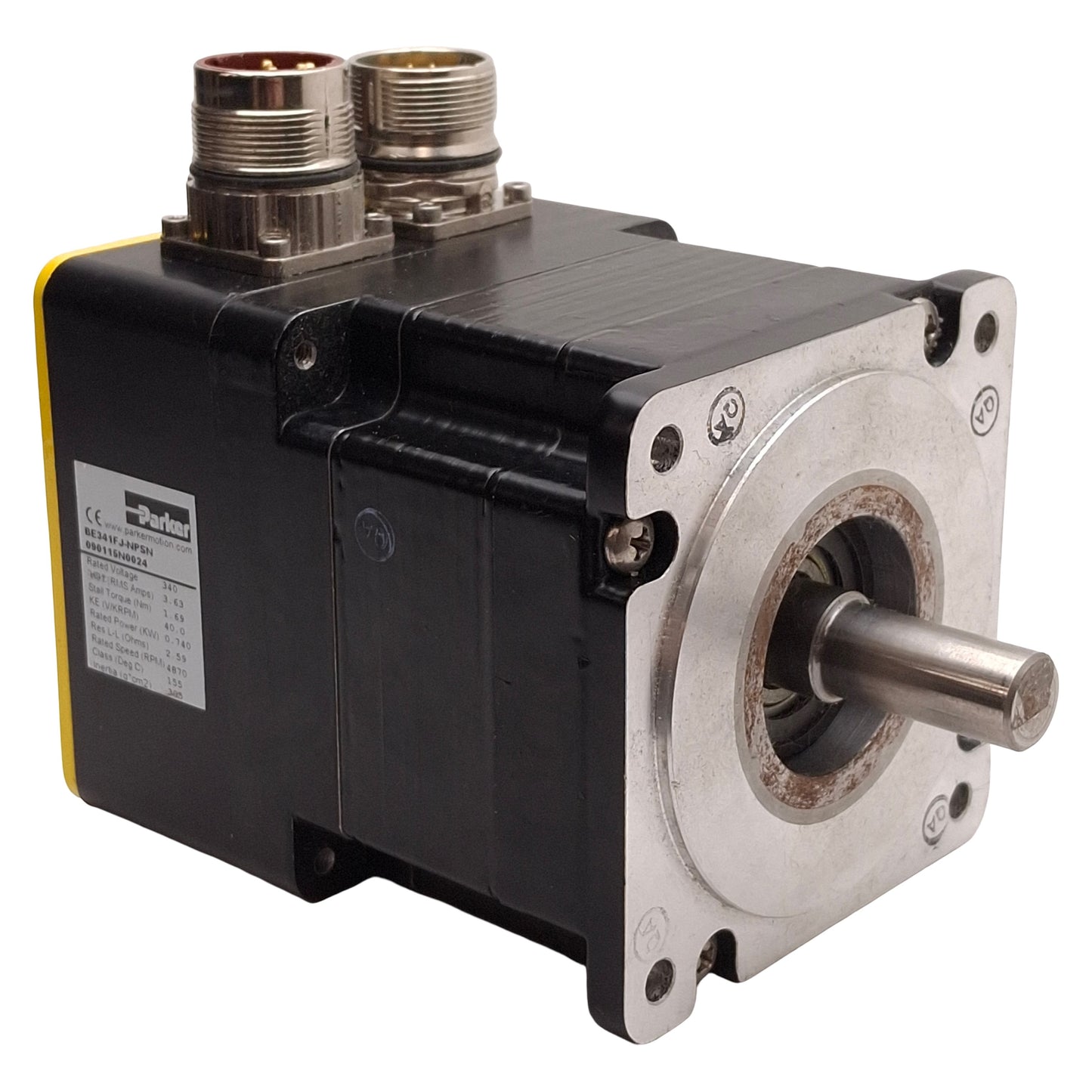 Used Parker BE341FJ-NPSN Servo Motor, 0.74kW, 3.63A 40V/krpm, 4870rpm, NEMA 34