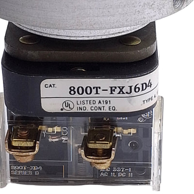Used Allen Bradley 800T-FXJ6D4 E-Stop Button w/ Full Guard & 2 NC Contacts, 600V 10A