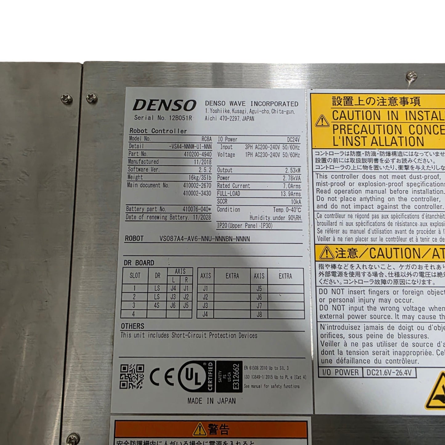 New – Open box Denso VS087 6-Axes Robot With Controller And Cables 7kg Payload, 905mm Max Reach