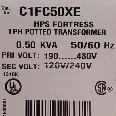 New Hammond C1FC50XE Fortress Potted Distribution Transformer, 1-Phase, 0.5kVA