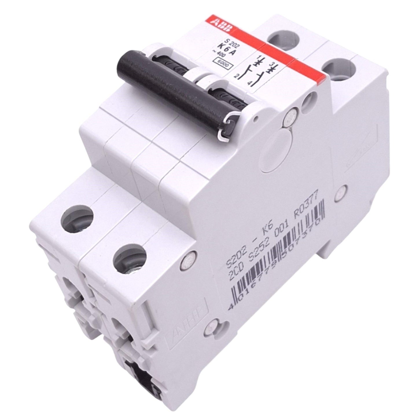 Used ABB S202-K6 Circuit Breaker, 2-Pole 6A, 400VAC Max, DIN Rail Mount