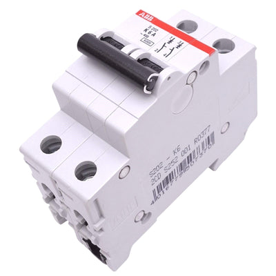 Used ABB S202-K6 Circuit Breaker, 2-Pole 6A, 400VAC Max, DIN Rail Mount