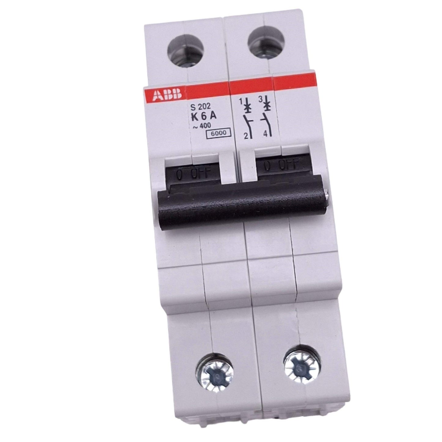 Used ABB S202-K6 Circuit Breaker, 2-Pole 6A, 400VAC Max, DIN Rail Mount