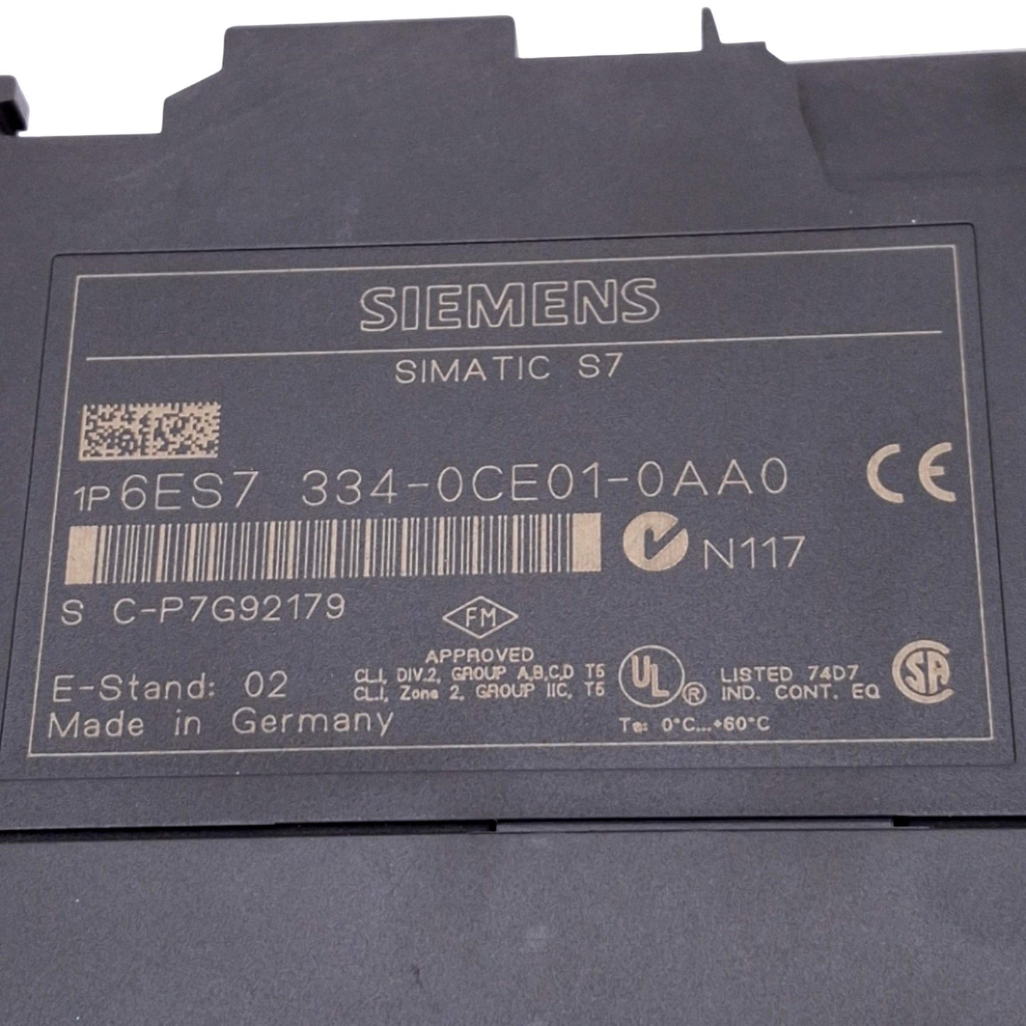 Used Siemens 6ES7 334-0CE01-0AA0 SIMATIC S7-300 Analog I/O Module, 4AI 2AO, 24VDC