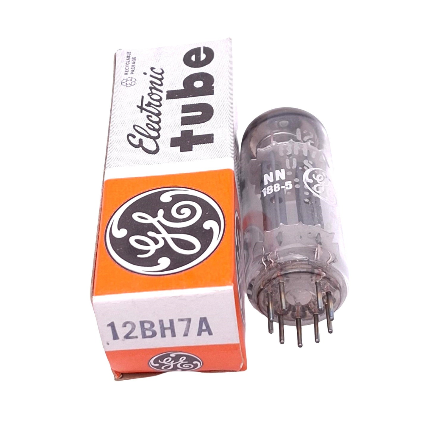 New General Electric 12BH7A Dual Triode Vacuum Tube, 6.3/12.6VDC 0.6/0.3A, 9-Pin