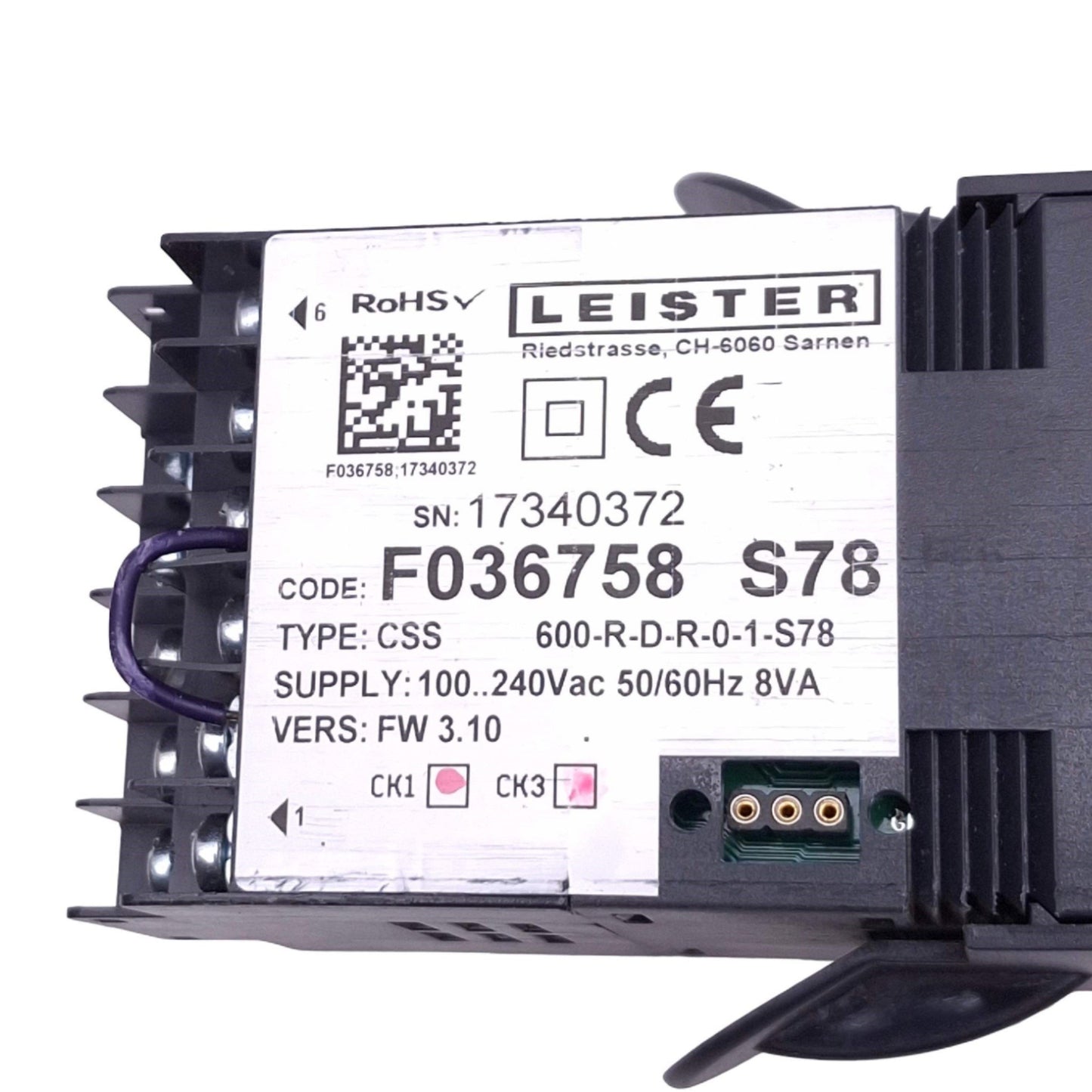 Used Leister F036758 S78 600-R-D-R-0-1-S78 CSS Temperature Controller, 100-240VAC