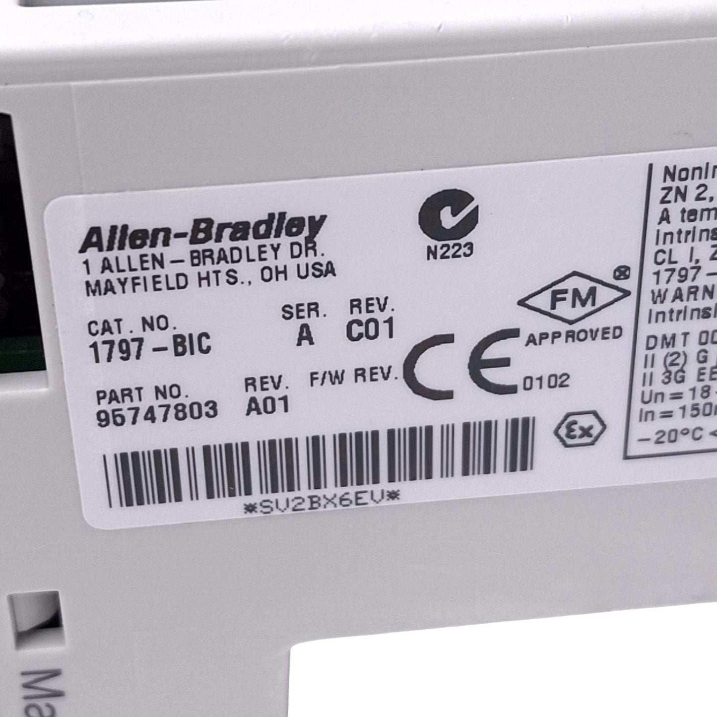 Used Allen Bradley 1797-BIC Flex Ex Bus Isolator, 8 Flex I/O Max, 18-32VDC In