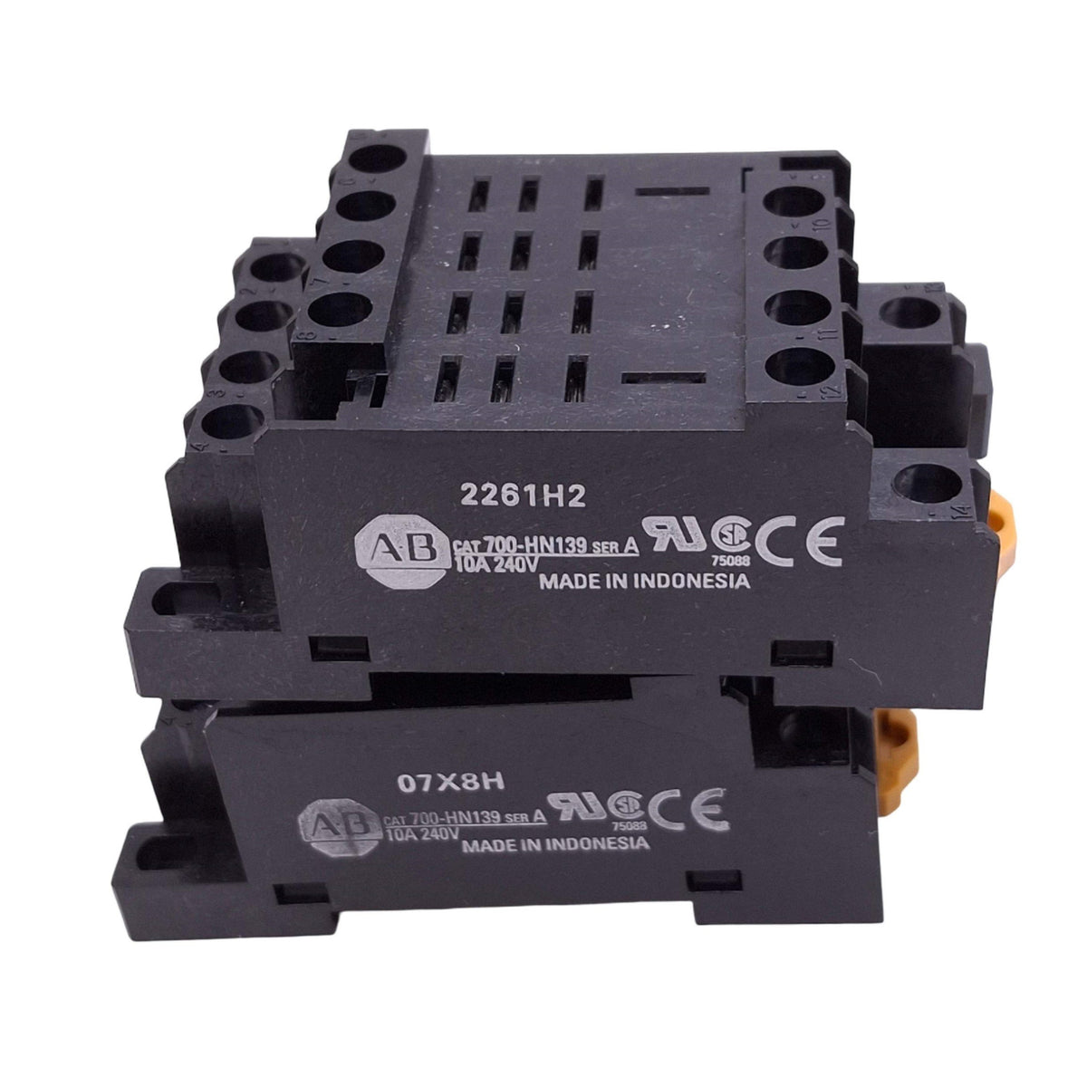 Used Lot of 2 Allen Bradley 700-HN139 Relay Sockets, 14-Pin Blade, 240V 10A, DIN Rail