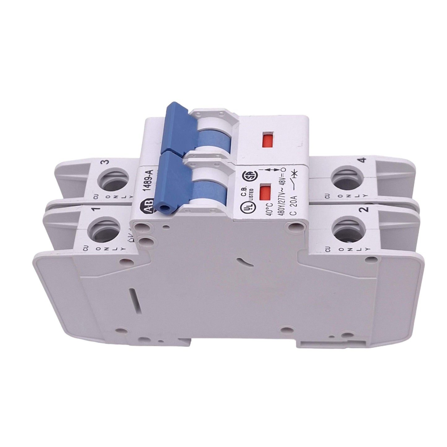 Used Allen Bradley 1489-A2C200 Circuit Breaker, 2-Pole 20A, 480Y/277VAC 48VDC Max