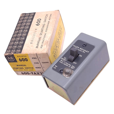 New Allen Bradley 600-TAX216 Manual Starting Switch, 1-Pole Toggle, 115/230VAC Max