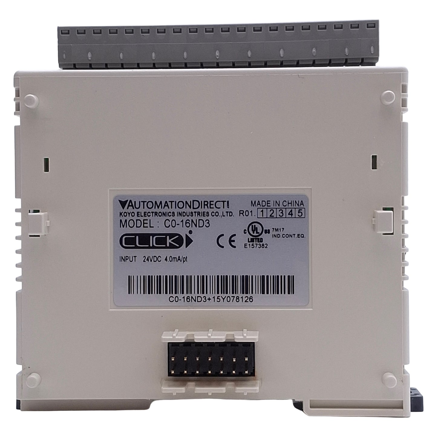 Used Automation Direct C0-16ND3 CLICK PLC Discrete Input Module, 16-Point, 24VDC