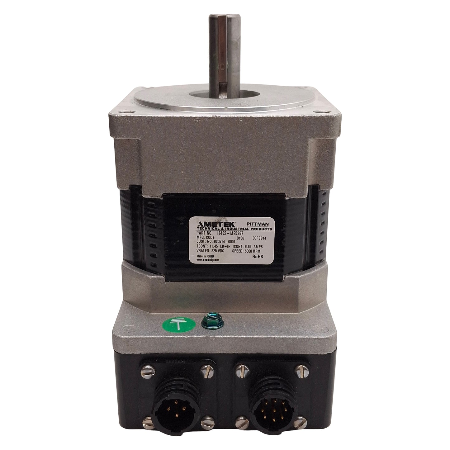 Used Ametek I3482-ME5397 Servo Motor, 325VDC 8.65A, 11.45in-lb, 6000rpm, NEMA 34