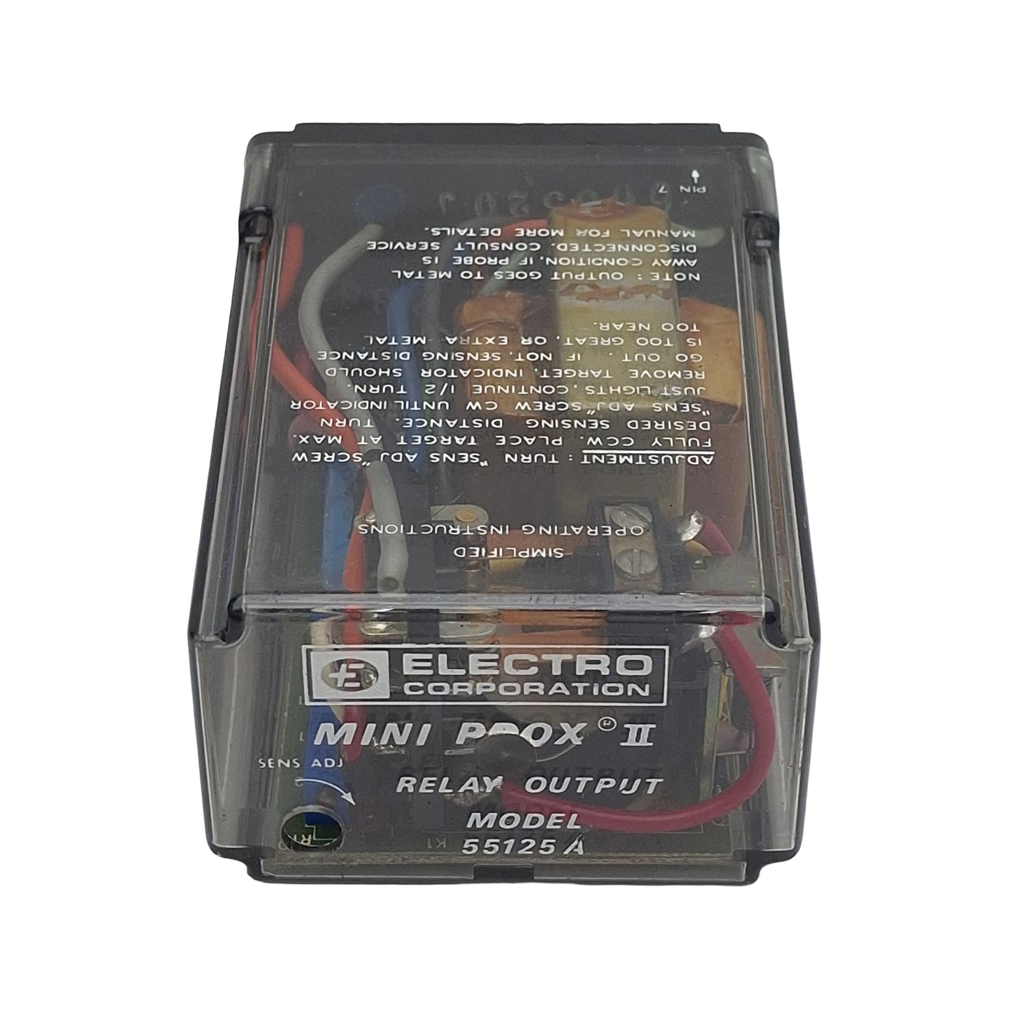 Used Electro Corp 55125A Mini Prox II Output Relay, 1NC/1NO, 115VAC/24VDC 5W In, 10A