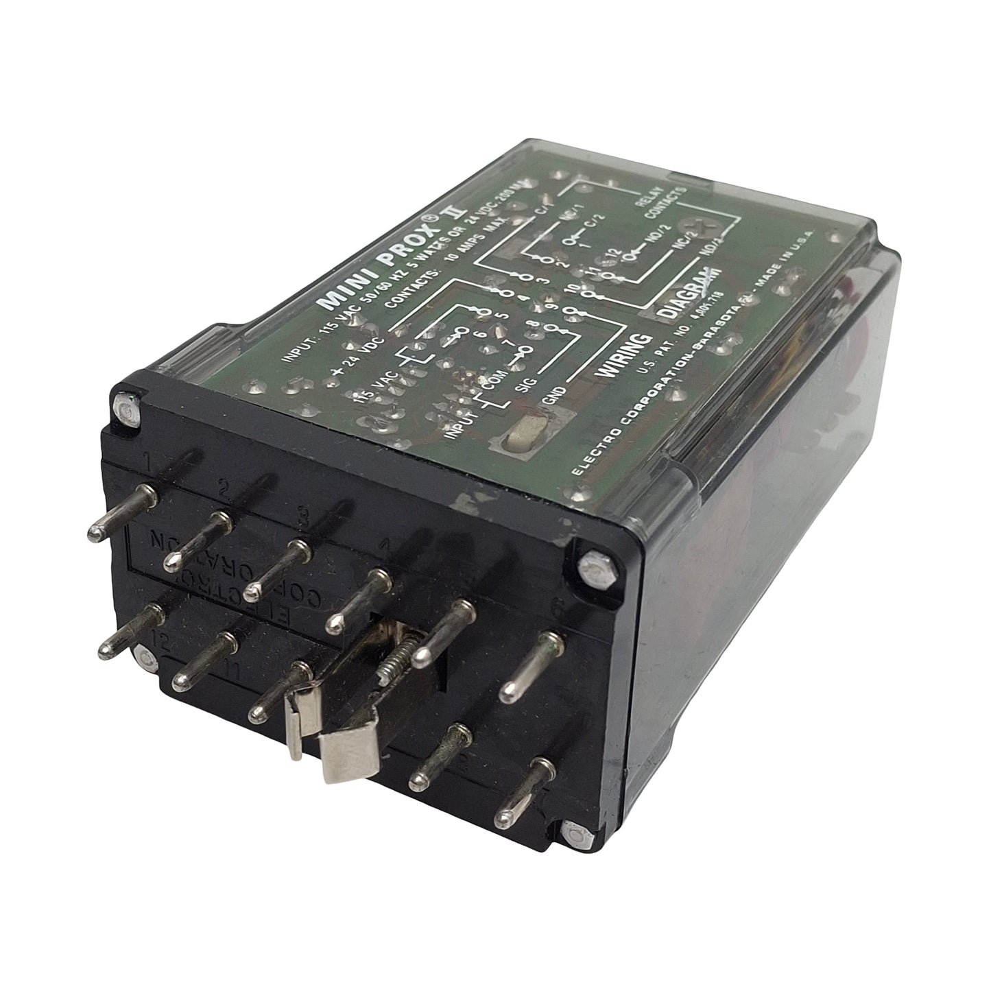 Used Electro Corp 55125A Mini Prox II Output Relay, 1NC/1NO, 115VAC/24VDC 5W In, 10A