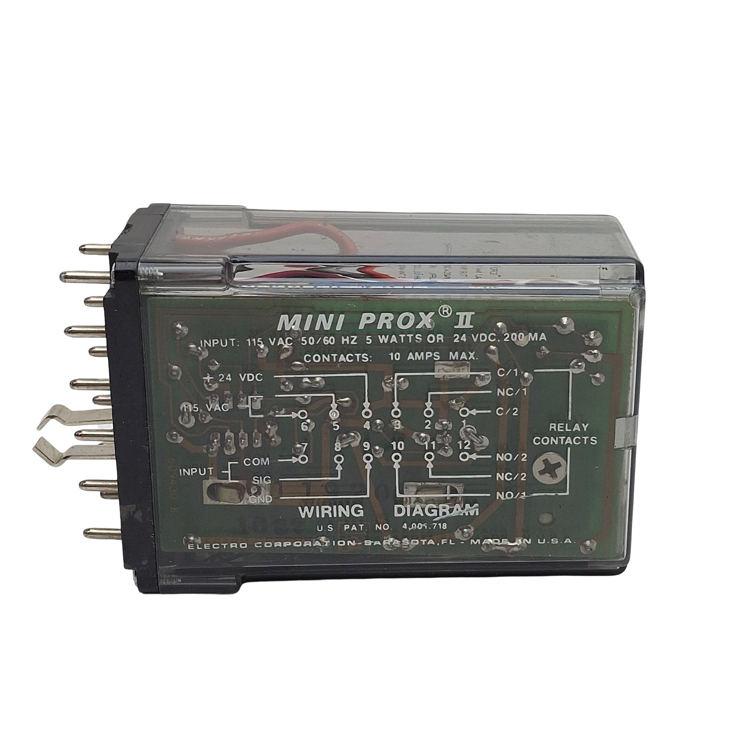 Used Electro Corp 55125A Mini Prox II Output Relay, 1NC/1NO, 115VAC/24VDC 5W In, 10A