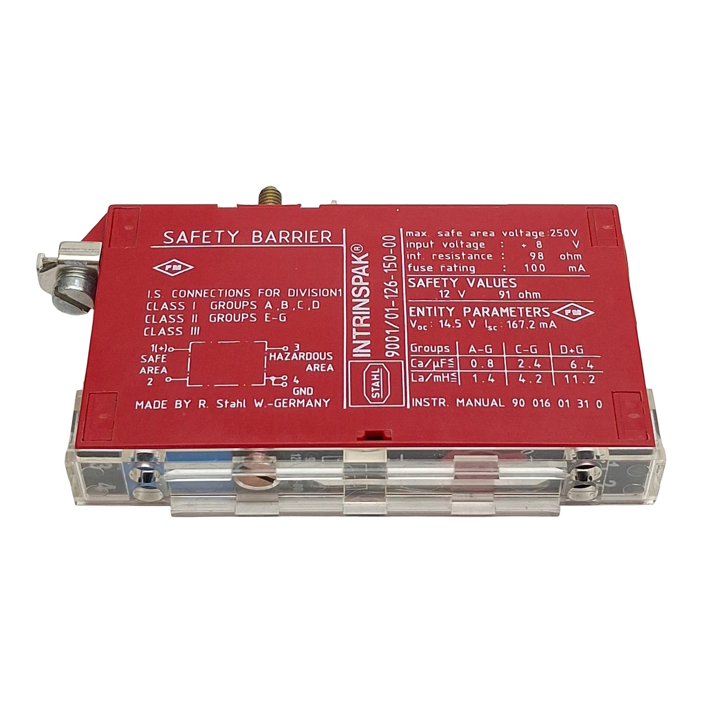 New Stahl 9001/01.126-150-00 Single-Channel Safety Barrier, 250V Max, +8V In, 100mA