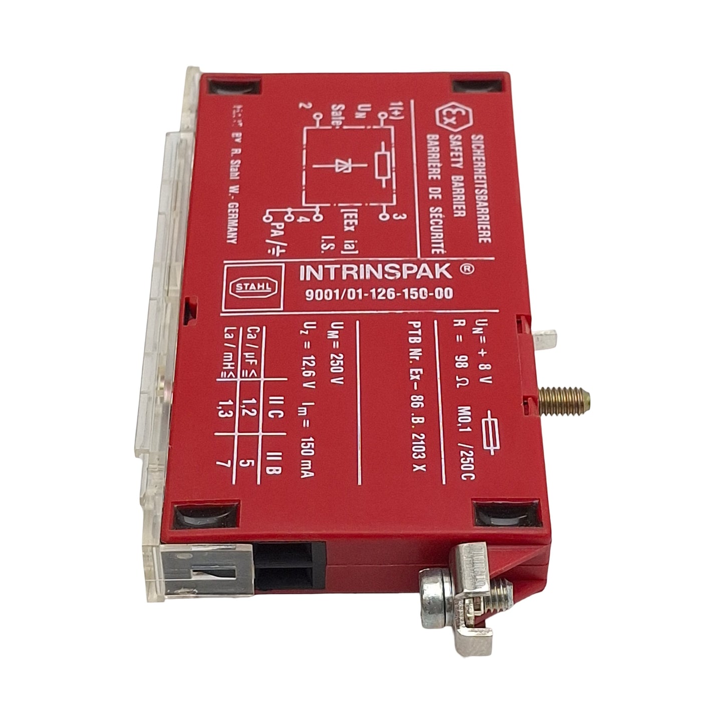 New Stahl 9001/01.126-150-00 Single-Channel Safety Barrier, 250V Max, +8V In, 100mA
