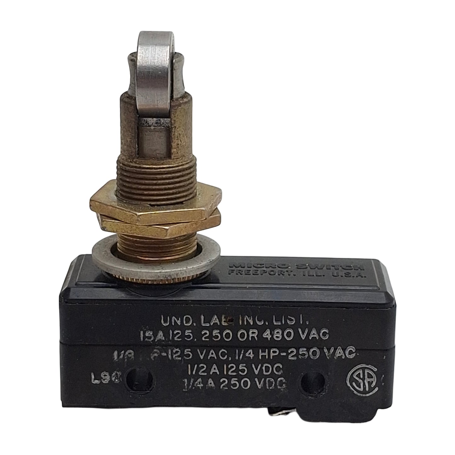 Used Honeywell BZ-2R0181 Roller Plunger Micro Switch, SPDT, 15A 250VDC/480VAC